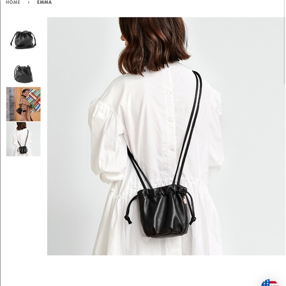 Clare V. Emma black lambskin drawstring crossbody - Picture 4 of 9